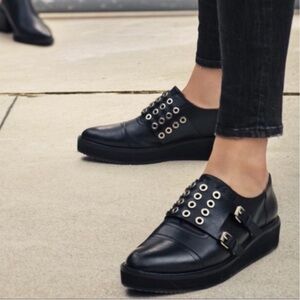 AllSaints Studded Creeper Loafers. Size EU 37. Black Genuine Leather.